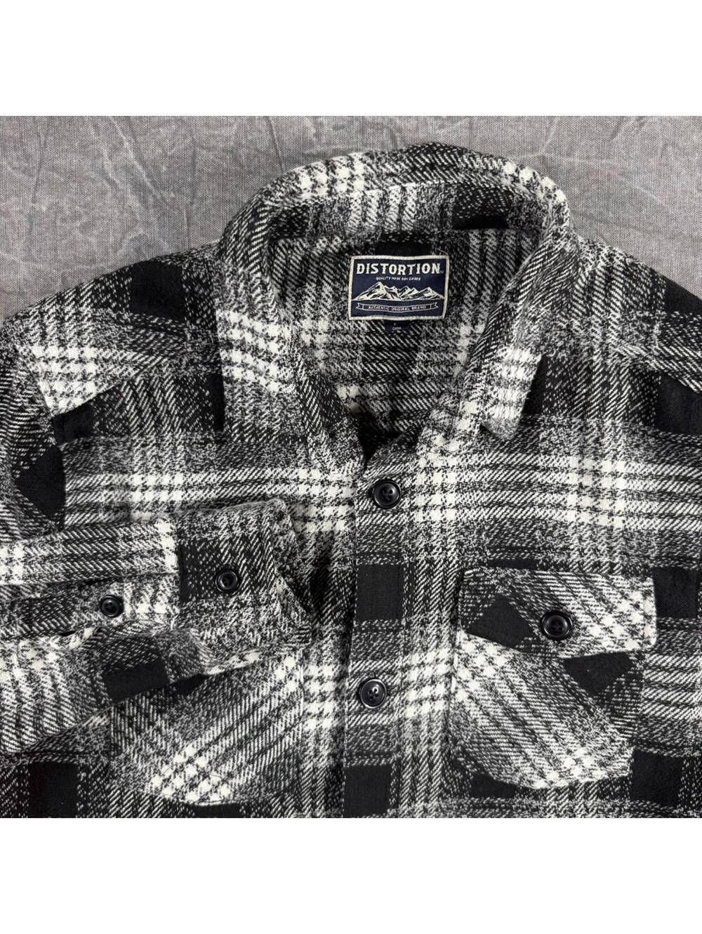 Distortion Jacket Men's L Black Button Up Flannel